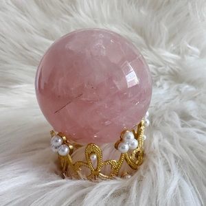 Rose Quartz Sphere with Crown Holder
